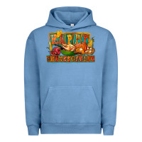 Pigment Pebble Blue Happy Thanksgiving Urban Hoodie - FaDigitalArtStudio