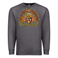Charcoal Heather Turkey rainbow thankful thanksgiving Premium Sweatshirt - NancyCooperArtShop