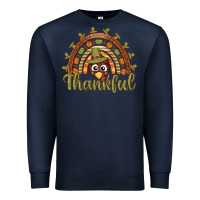 Navy Turkey rainbow thankful thanksgiving Premium Sweatshirt - NancyCooperArtShop