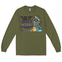 Army Green spirit animal raccoon Long Sleeve Tee - MaliasSmallBusiness