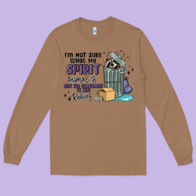 Spirit Animal Raccoon Long Sleeve Tee Designed By Maliassmallbusiness