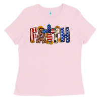 Bubblegum Pink Faith USA flag sunflower Ladies Tee - Neo Western