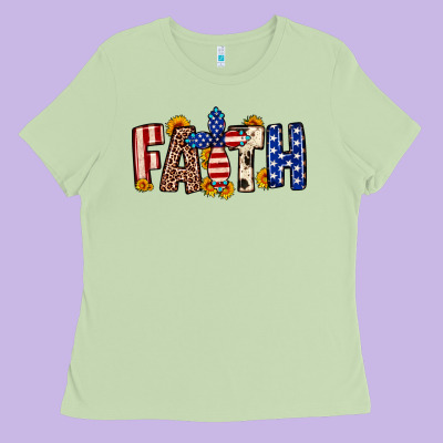 Faith Usa Flag Sunflower Ladies Tee Designed By Neo Western