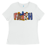 White Faith USA flag sunflower Ladies Tee - Neo Western