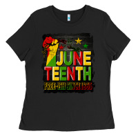Black juneteenth fist free ish since 1865 with background Ladies Tee - HRA Design Shop