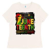 Bone juneteenth fist free ish since 1865 with background Ladies Tee - HRA Design Shop