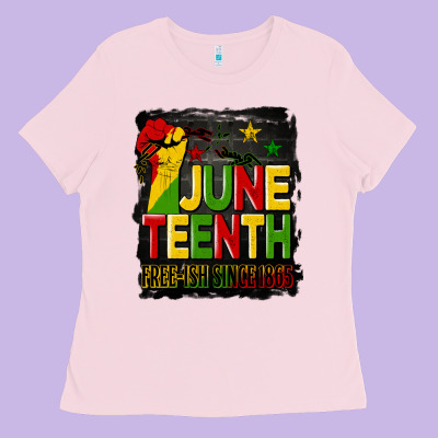 Juneteenth Fist Free Ish Since 1865 With Background Ladies Tee Designed By Hra Design Shop