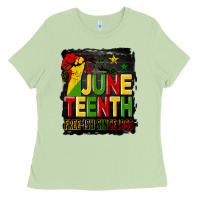Matcha juneteenth fist free ish since 1865 with background Ladies Tee - HRA Design Shop