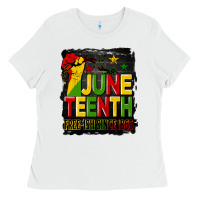 White juneteenth fist free ish since 1865 with background Ladies Tee - HRA Design Shop