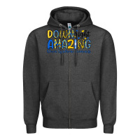 Charcoal Heather down right amazing down syndrome awareness Zipper Hoodie - Artiststas