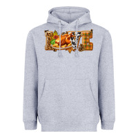 Heather Grey Love with Turkey Heavyweight Hoodie - texasbilliewilder