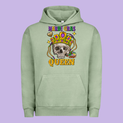 Skull Mardi Gras Queen Urban Hoodie Designed By Fadigitalartstudio