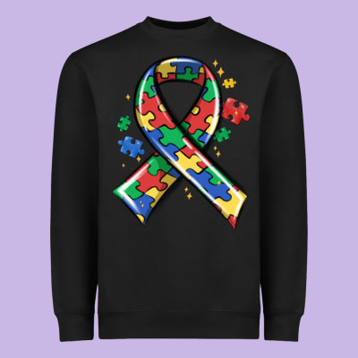 Autism Puzzle Ribbon Heavyweight Sweatshirt Designed By Maliassmallbusiness