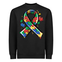 Black autism puzzle ribbon Heavyweight Sweatshirt - MaliasSmallBusiness