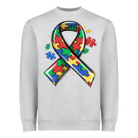 Heather Grey autism puzzle ribbon Heavyweight Sweatshirt - MaliasSmallBusiness