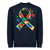 Navy autism puzzle ribbon Heavyweight Sweatshirt - MaliasSmallBusiness