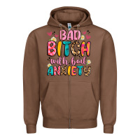 Chestnut bad bitch with bad anxiety Zipper Hoodie - Artiststas