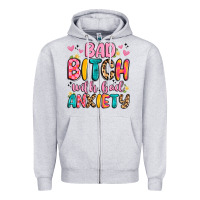 Heather Grey bad bitch with bad anxiety Zipper Hoodie - Artiststas