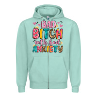 Seafoam bad bitch with bad anxiety Zipper Hoodie - Artiststas