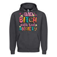 Smoke bad bitch with bad anxiety Zipper Hoodie - Artiststas