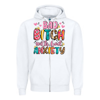 White bad bitch with bad anxiety Zipper Hoodie - Artiststas