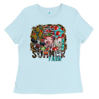 Baby Blue summer farm Ladies Tee - SublimationCraftShop