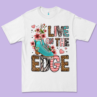 Live On The Edge Ice Skating Premium Tee Designed By Fadigitalartstudio