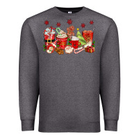 Charcoal Heather Christmas coffee cups Premium Sweatshirt - texasbilliewilder