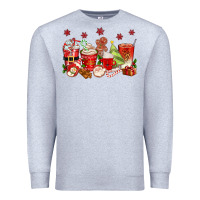 Heather Grey Christmas coffee cups Premium Sweatshirt - texasbilliewilder