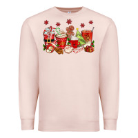 Pale Pink Christmas coffee cups Premium Sweatshirt - texasbilliewilder