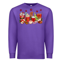 Purple Christmas coffee cups Premium Sweatshirt - texasbilliewilder