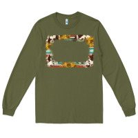Army Green western serape sunflower background frame Long Sleeve Tee - NancyCooperArtShop