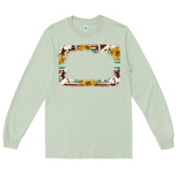 Matcha western serape sunflower background frame Long Sleeve Tee - NancyCooperArtShop