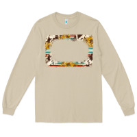 Mushroom western serape sunflower background frame Long Sleeve Tee - NancyCooperArtShop
