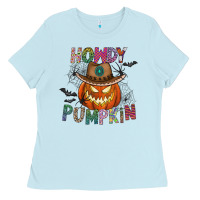 Baby Blue howdy pumpkin Ladies Tee - CowhideDigitalArt