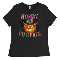 Black howdy pumpkin Ladies Tee - CowhideDigitalArt