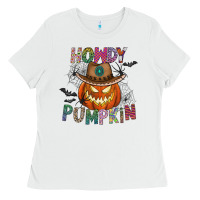 White howdy pumpkin Ladies Tee - CowhideDigitalArt