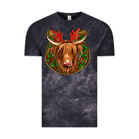 Cloud Black christmas highland cow mistletoe Christmas Vintage Tee - Jasminsmagicworld