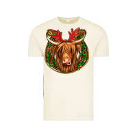 Vintage Arctic christmas highland cow mistletoe Christmas Vintage Tee - Jasminsmagicworld