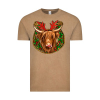 Vintage Coffee christmas highland cow mistletoe Christmas Vintage Tee - Jasminsmagicworld