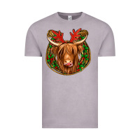 Vintage Zinc christmas highland cow mistletoe Christmas Vintage Tee - Jasminsmagicworld