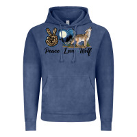 Vintage Denim Peace Love Wolf Vintage Hoodie - LillyAllenDesigns