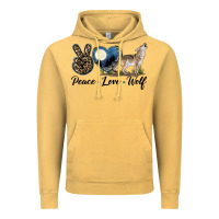 Vintage Mustard Peace Love Wolf Vintage Hoodie - LillyAllenDesigns