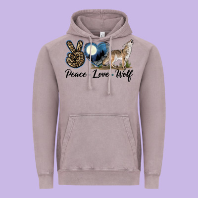 Peace Love Wolf Vintage Hoodie Designed By Lillyallendesigns