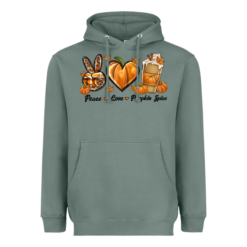 Peace Love Pumpkin Spice Heavyweight Hoodie by texasbilliewilder | Teevron