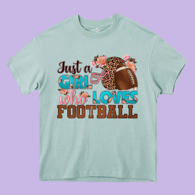 Just A Girl Who Loves Football Heavy Core Tee Designed By Hra Design Shop
