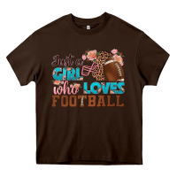 Chocolate Brown just a girl who loves football Heavy Core Tee - HRA Design Shop