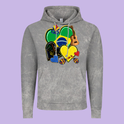 Brazil Hearts Vintage Hoodie Designed By Nancycooperartshop