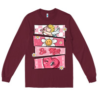 Burgundy trendy valentines day retro characters Long Sleeve Tee - MaliasSmallBusiness