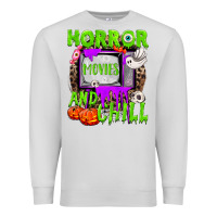 Dove Grey Horror movies and chill Premium Sweatshirt - NancyCooperArtShop